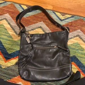 Authentic COACH  1415 Black Natural Cowhide Leather Shoulder Bag